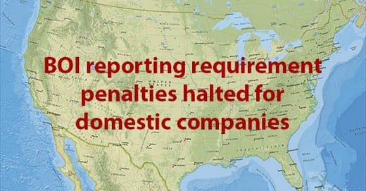 BOI Reporting Requirements Suspended for Small Businesses
