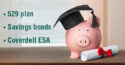 piggy bank with graduation hat and diploma