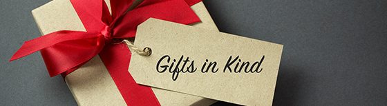 gifts in kind with red ribbon