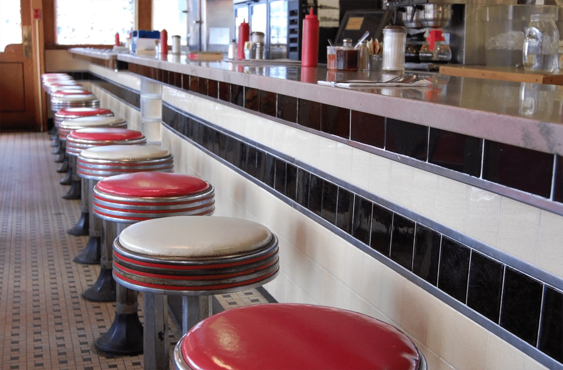 seats at retro diner restaurant