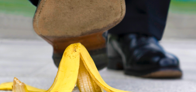 stepping on banana peel